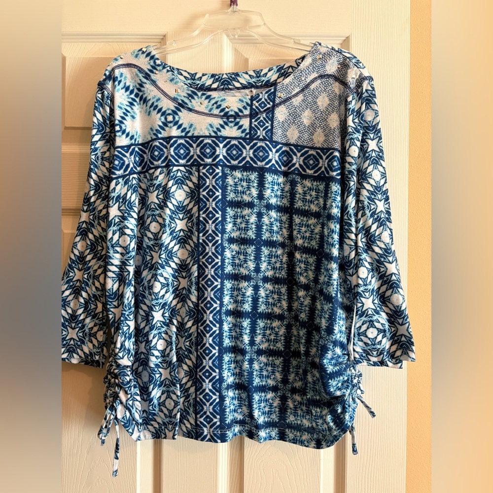 Blue Patterned Women's Top